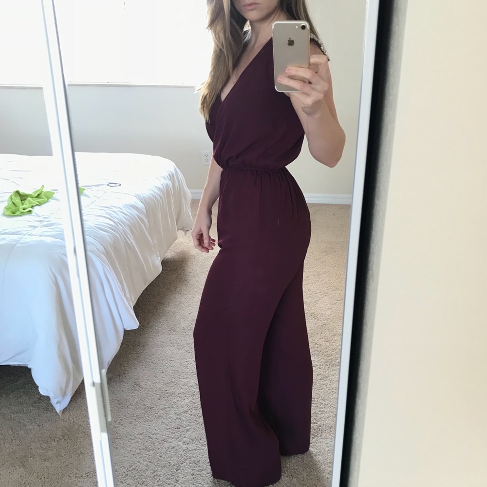 Merlot Deep V Jumpsuit